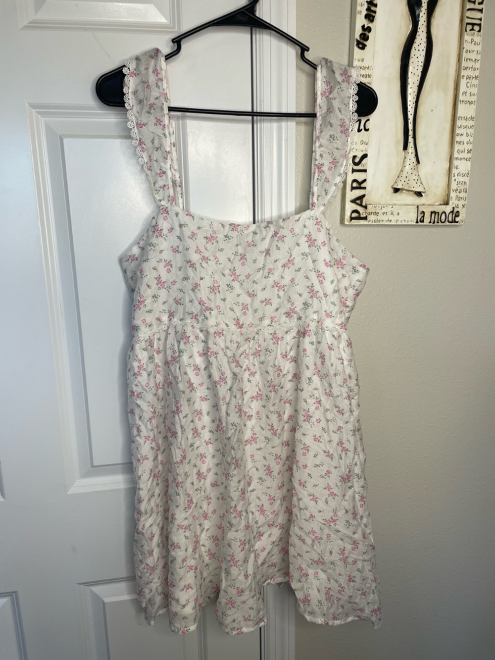 Altar’d State Pink Floral Mini Dress Lace Trim Cottagecore Coquette XL